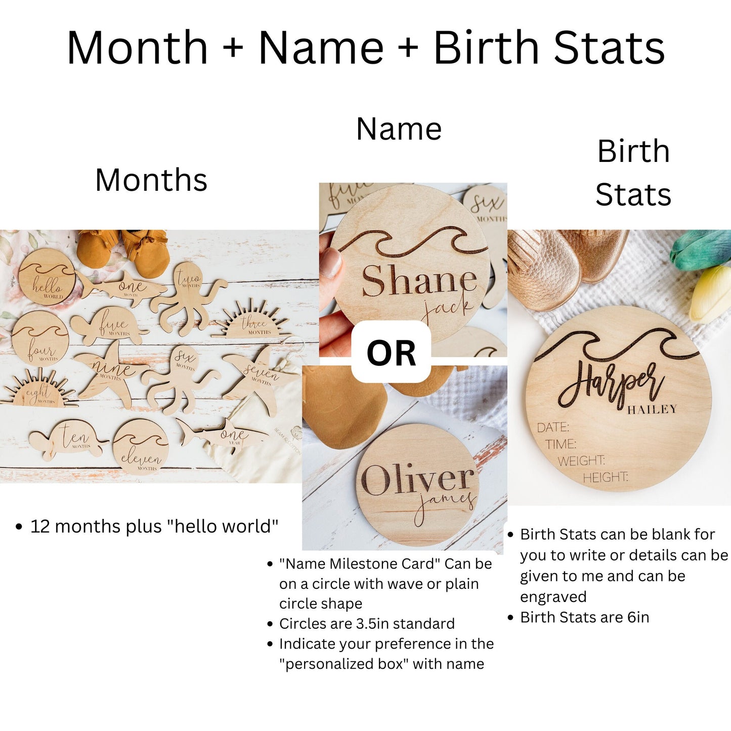 Wooden Nautical Nursery Theme Birth Announcement Stats Sign