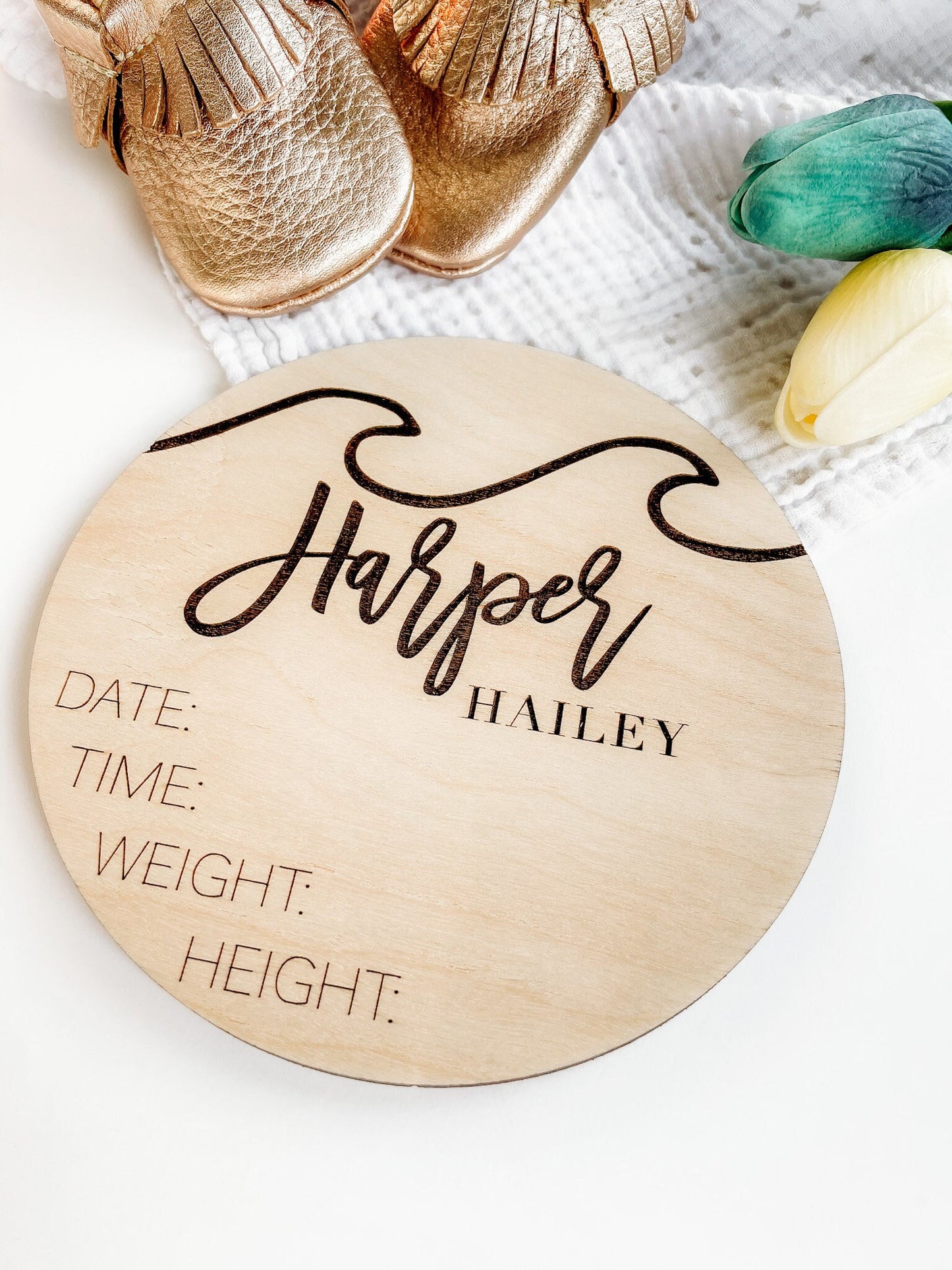 Wooden Nautical Nursery Theme Birth Announcement Stats Sign