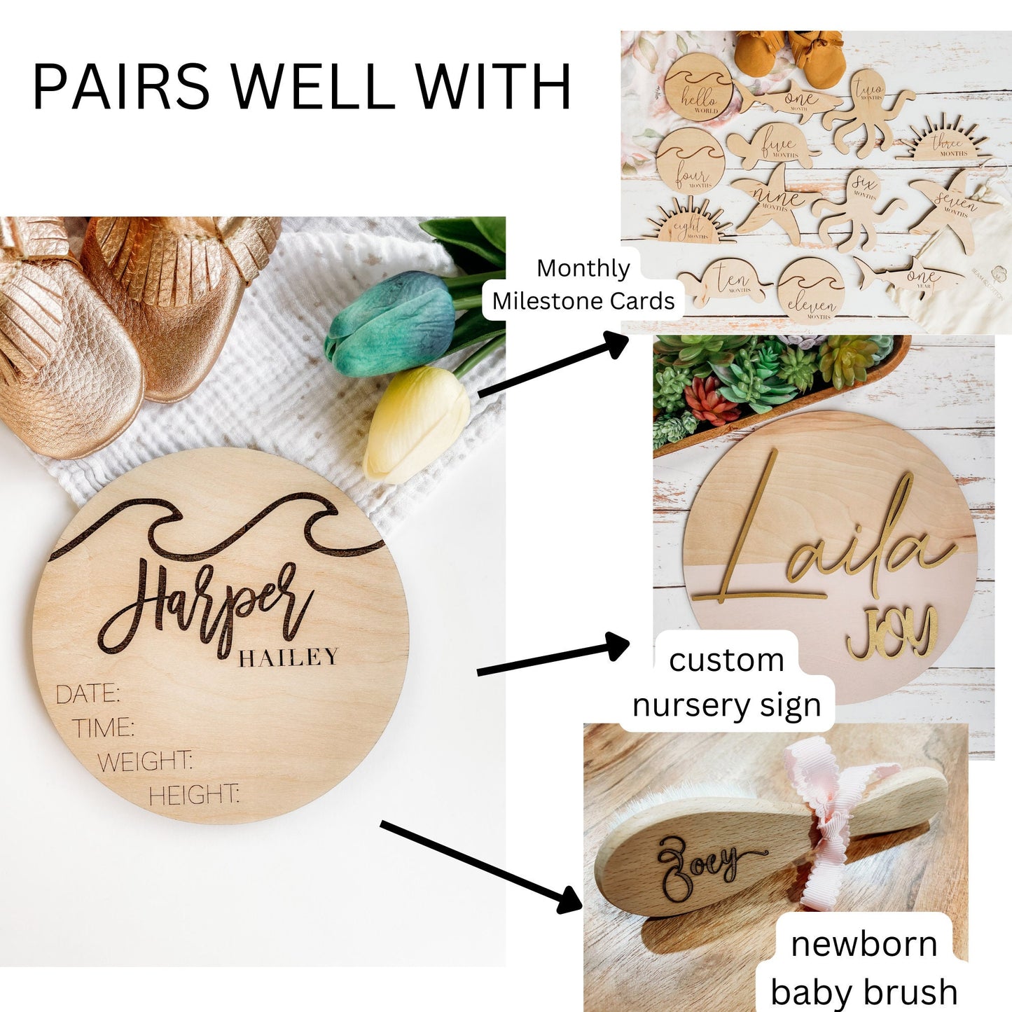 Wooden Nautical Nursery Theme Birth Announcement Stats Sign