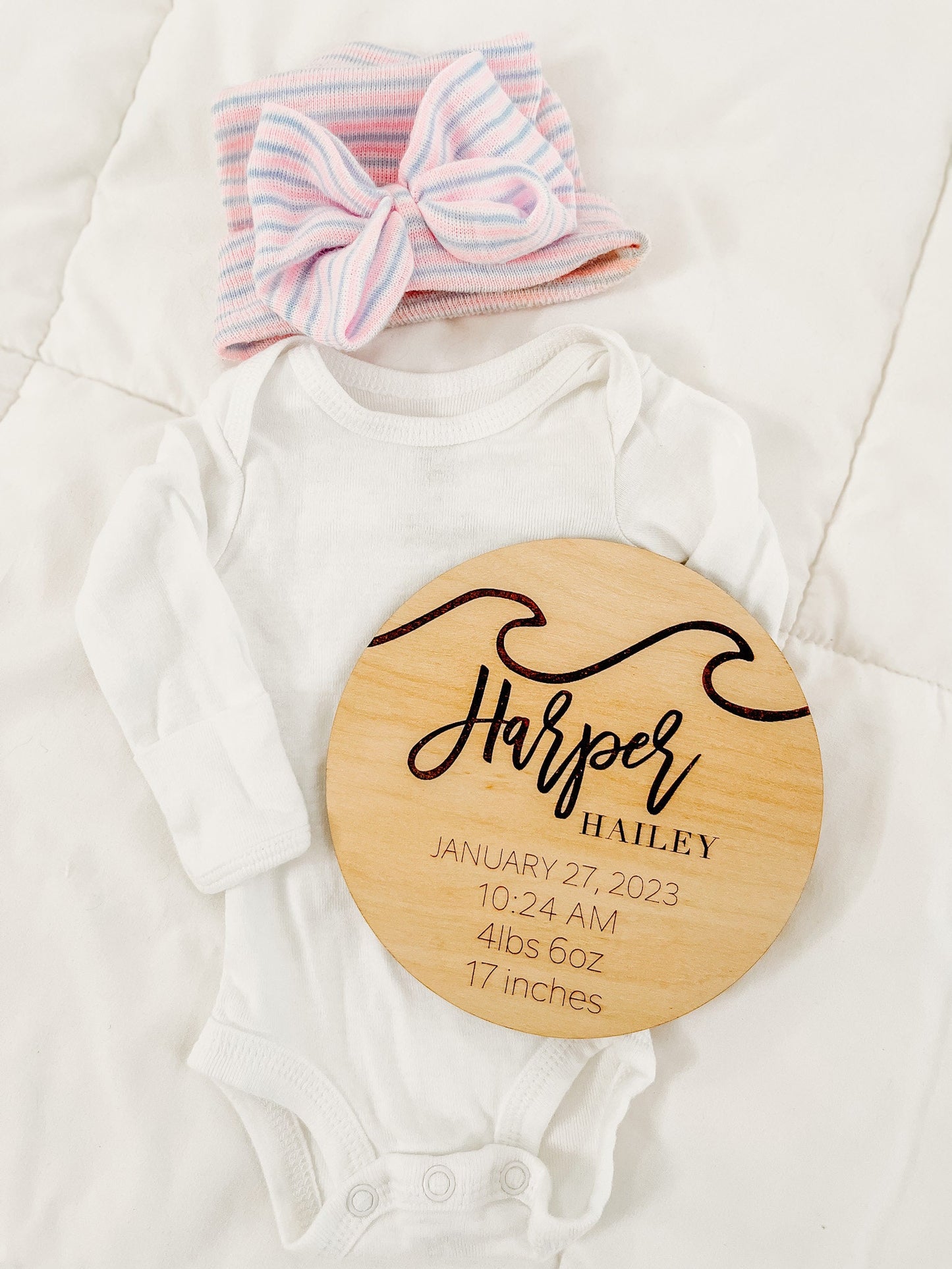 Wooden Nautical Nursery Theme Birth Announcement Stats Sign
