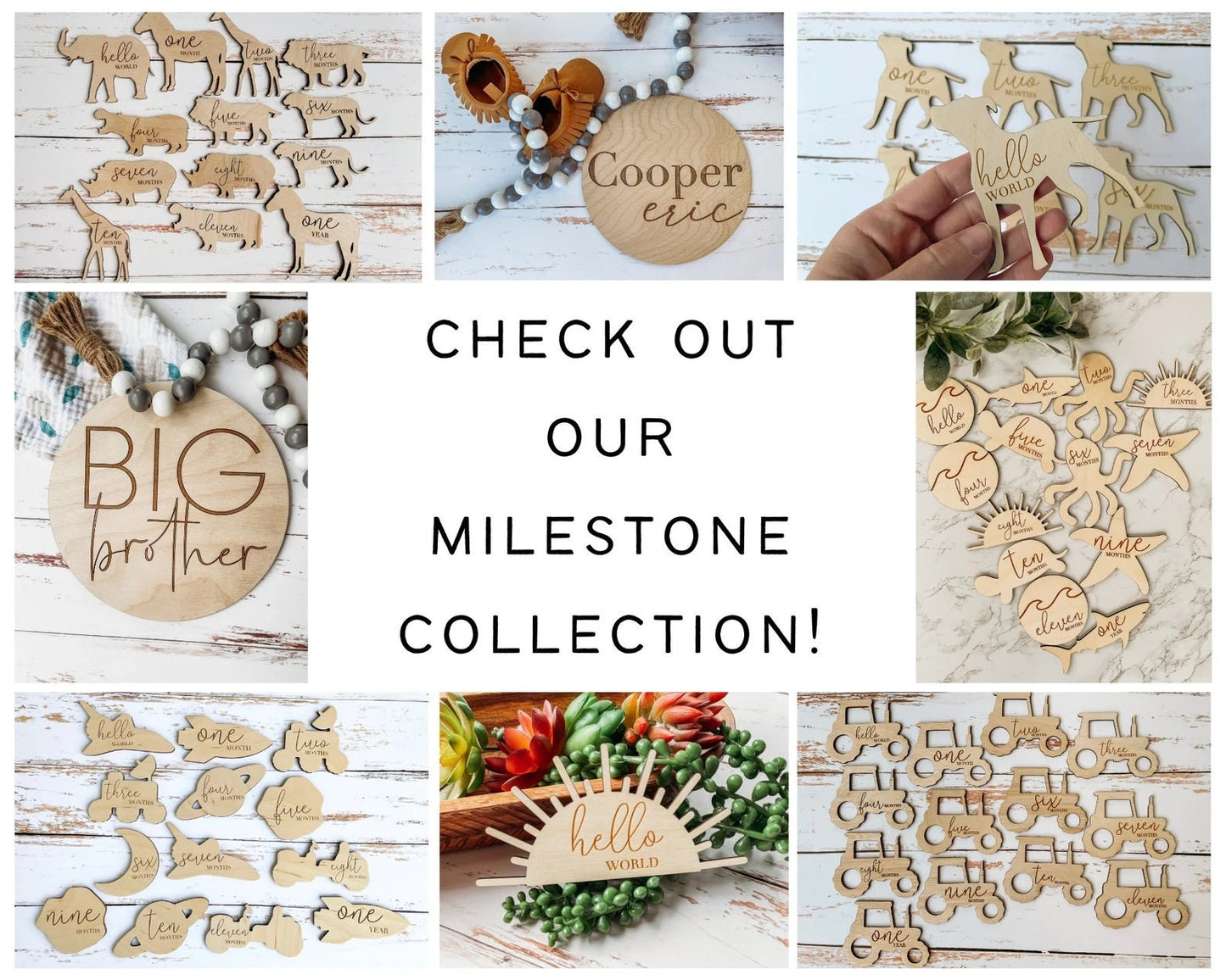 Boho Nursery Wooden Sun Monthly Milestone Plaques