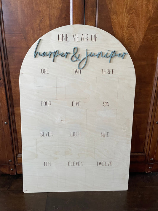 First Year Photo Board for Twins