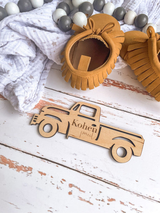 Wooden Car Themed Newborn Baby Boy Milestone Set