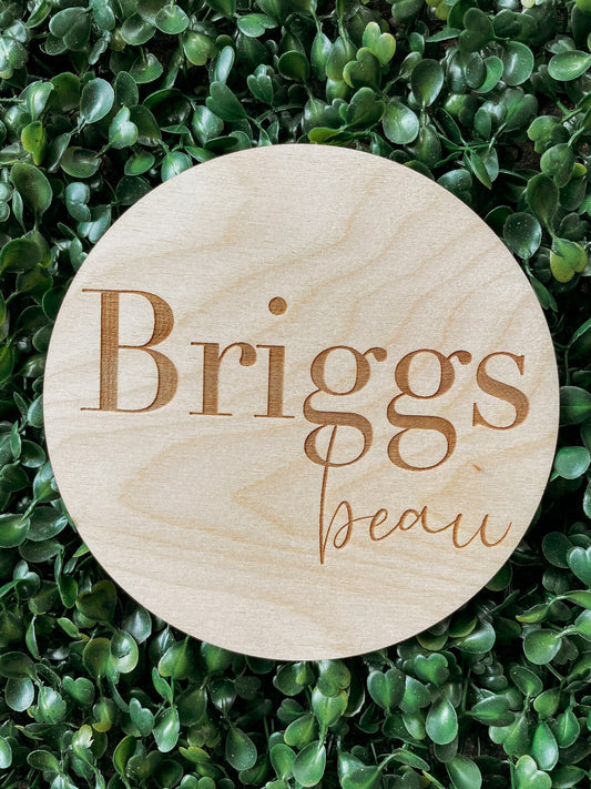 Engraved Round Baby Name Sign