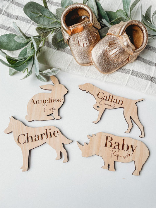 Engraved Animal Baby Name Sign