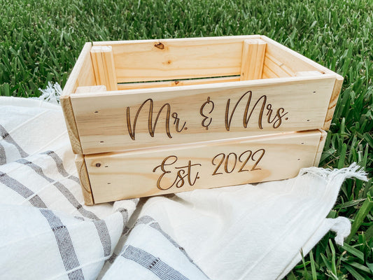 Engraved Wooden Wedding Keepsake Card Box
