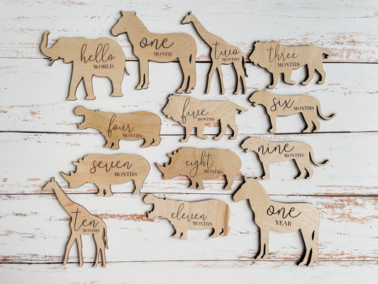 Wooden Safari Monthly Milestone Cards