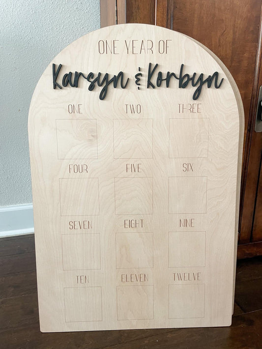 Twins First Birthday Photo Board