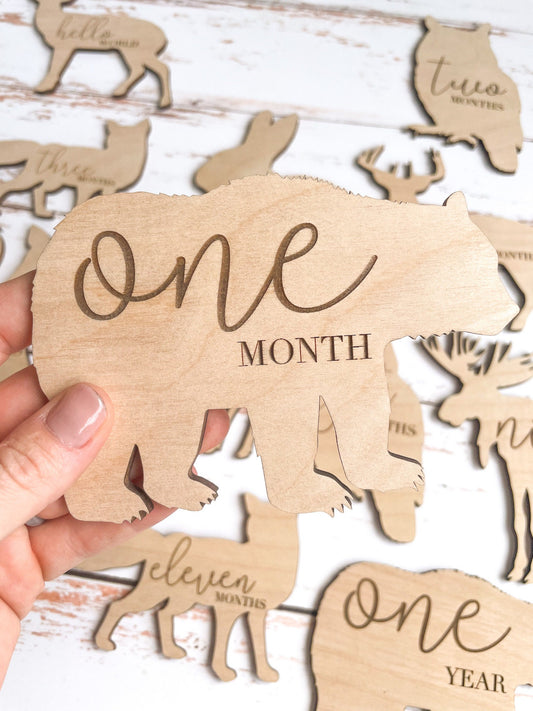 Woodland Animals Shape Baby Milestone Cards