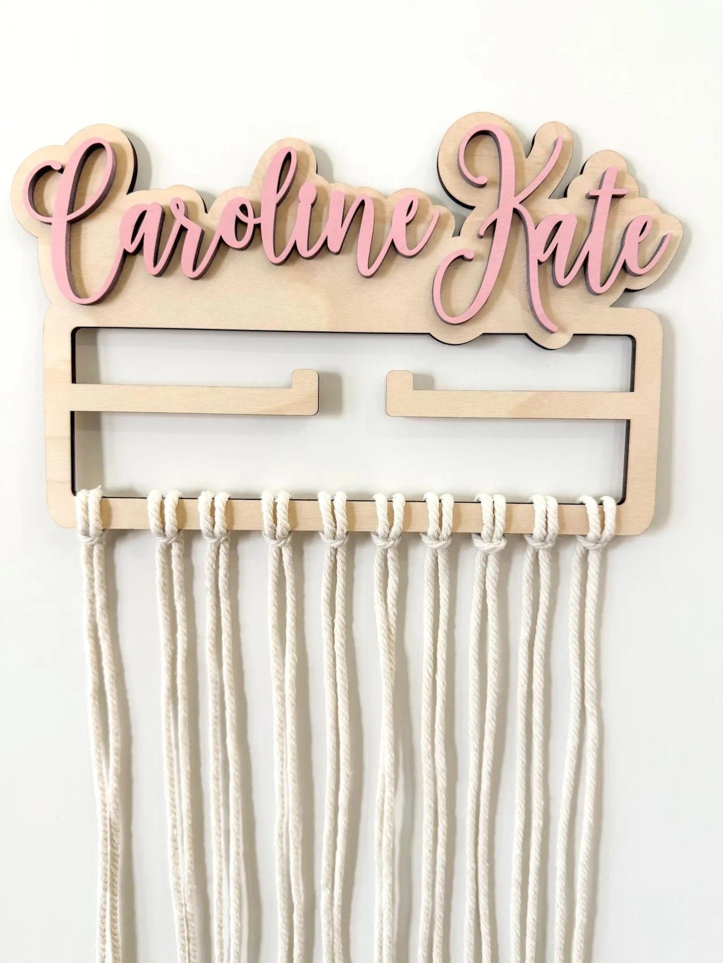 Personalized Hair Bow Holder Organizer – Wooden Nursery Wall Decor for Girls – Custom Name Bow Display by Beam & Cotton