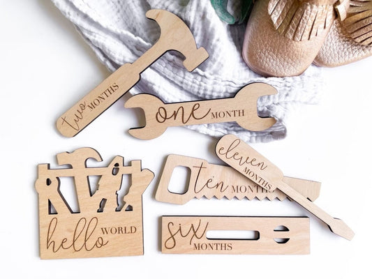 Construction Monthly Milestone Cards For Baby Photos
