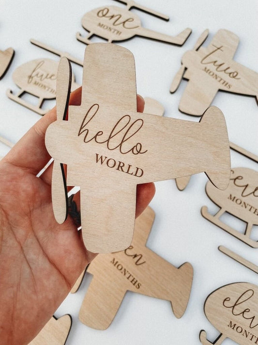 Wooden Monthly Milestone Planes For Baby Photos