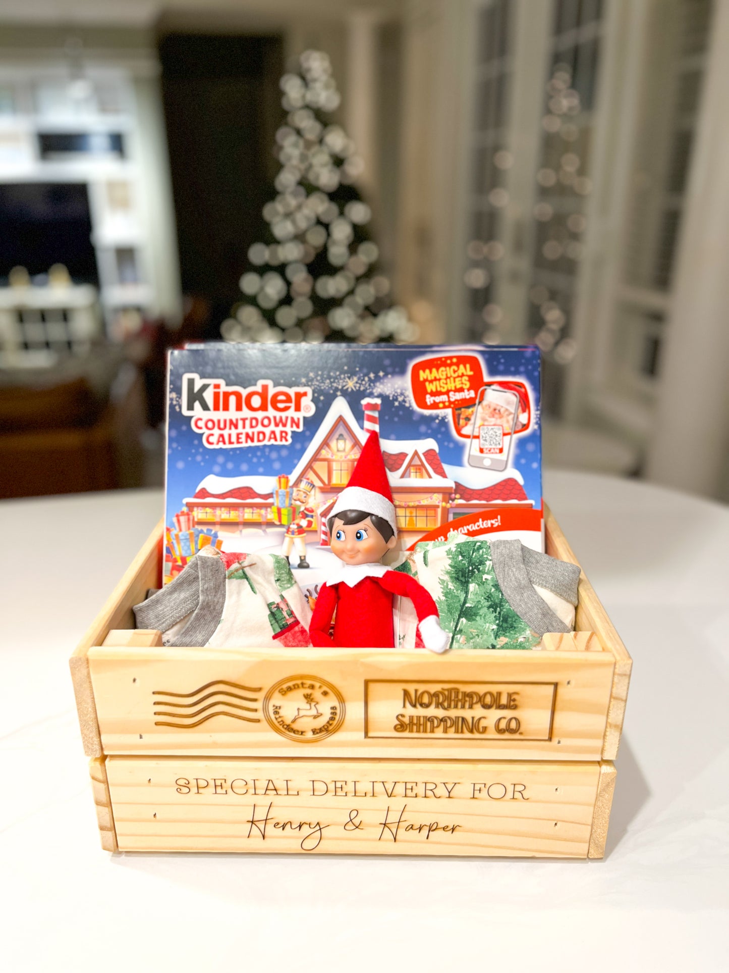 Personalized North Pole Express Wooden Christmas Eve Box – Custom Name Elf Arrival or Holiday Gift Crate